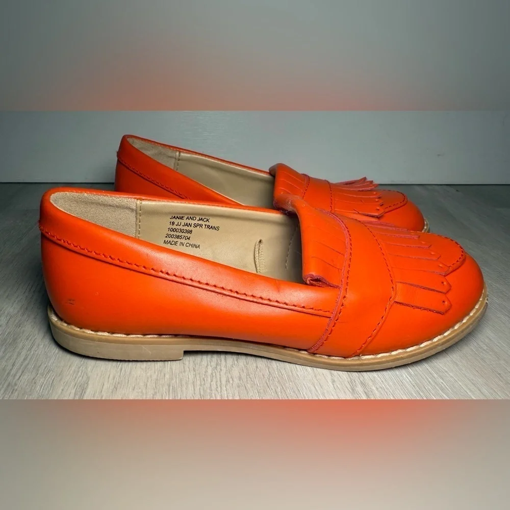Janie‎ and Jack Orange Leather Tassel Loafer Shoes Kids Size 9